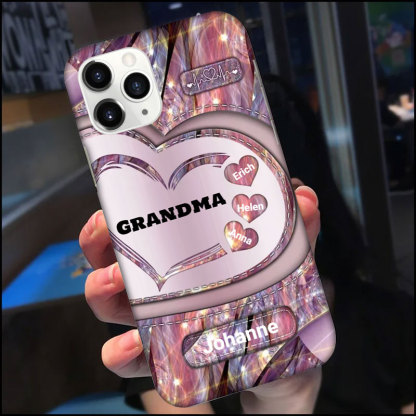 Personalisierte Kindertags Handyhülle aus buntem Glas für Oma Mutter und Kinder