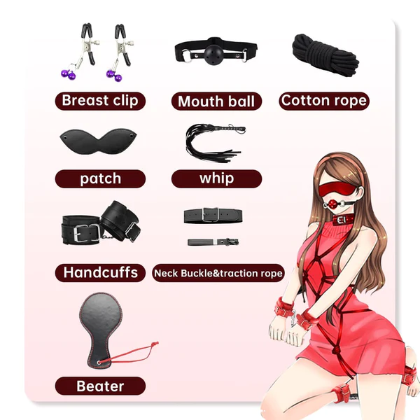 12 pcs set of BDSM Slave Handcuffs Rope Sex Toys💋CRAZY FOR LOVE