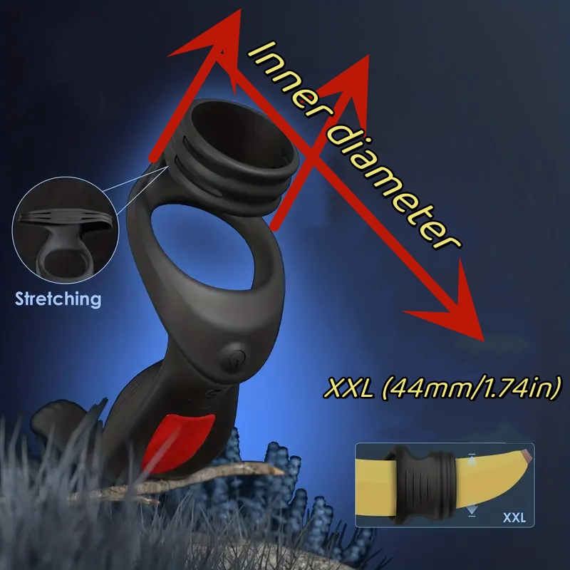 Adjustable Men's Delay Penis Vibration Ring & Butt Plug Stimulator