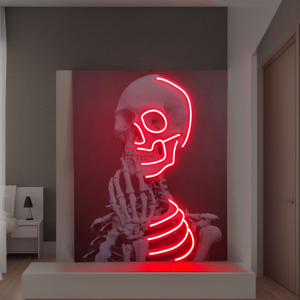 Skeleton Neon Sign Red Led Signs Acrylic Artwork