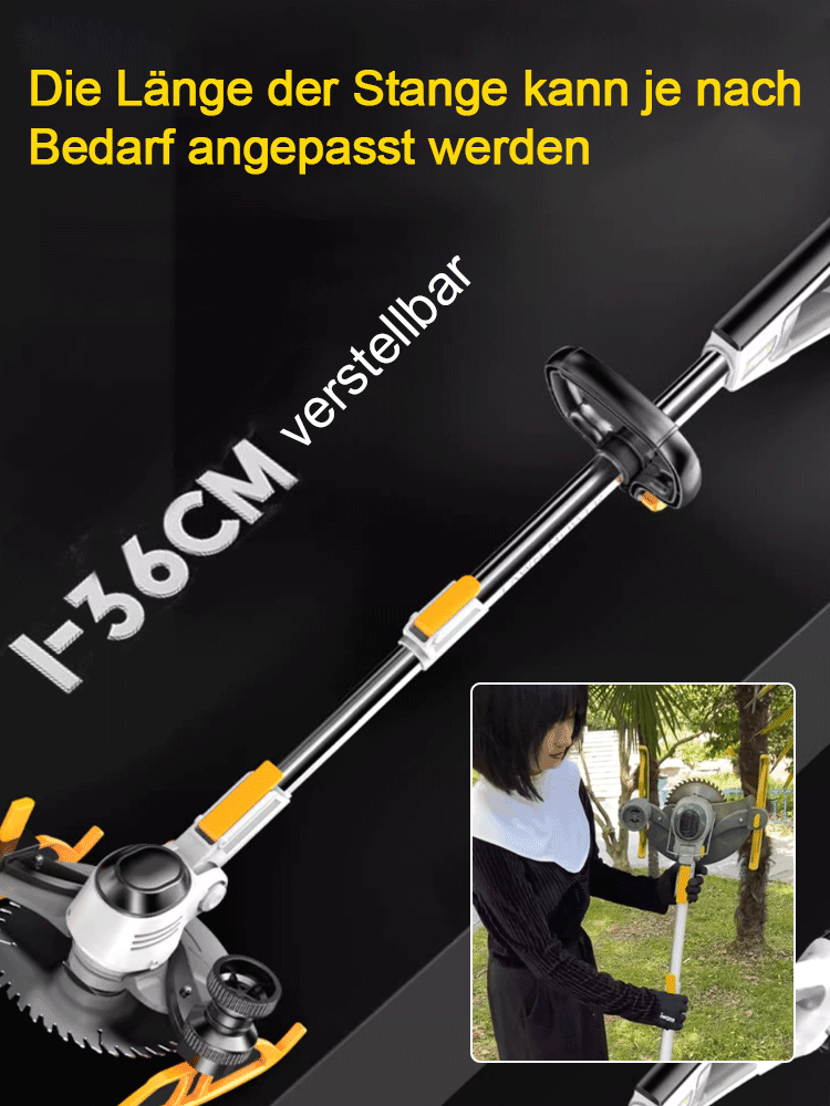 【Höhenverstellbarer Rasenmäher】Mehrzweck-Handrasenmäher mit Akku und Panzerstützrädern