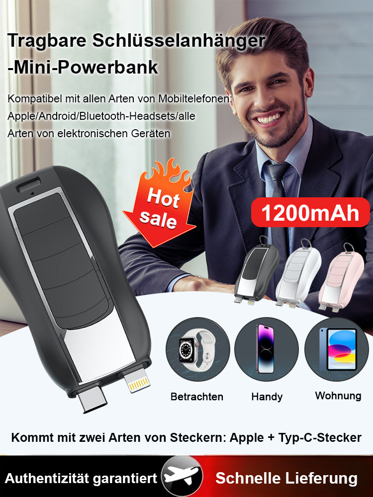 Tragbares Mini-Kompakt-Ladegerät für den Schlüsselbund