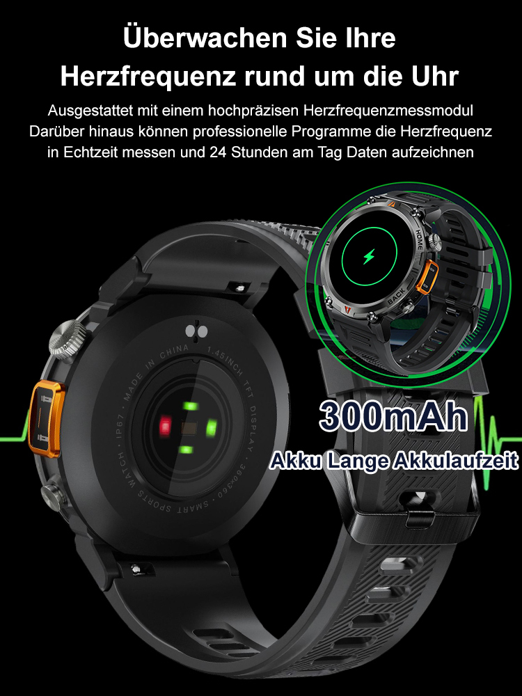 Bluetooth Sport Herzfrequenz-Erkennung LED Smartwatch