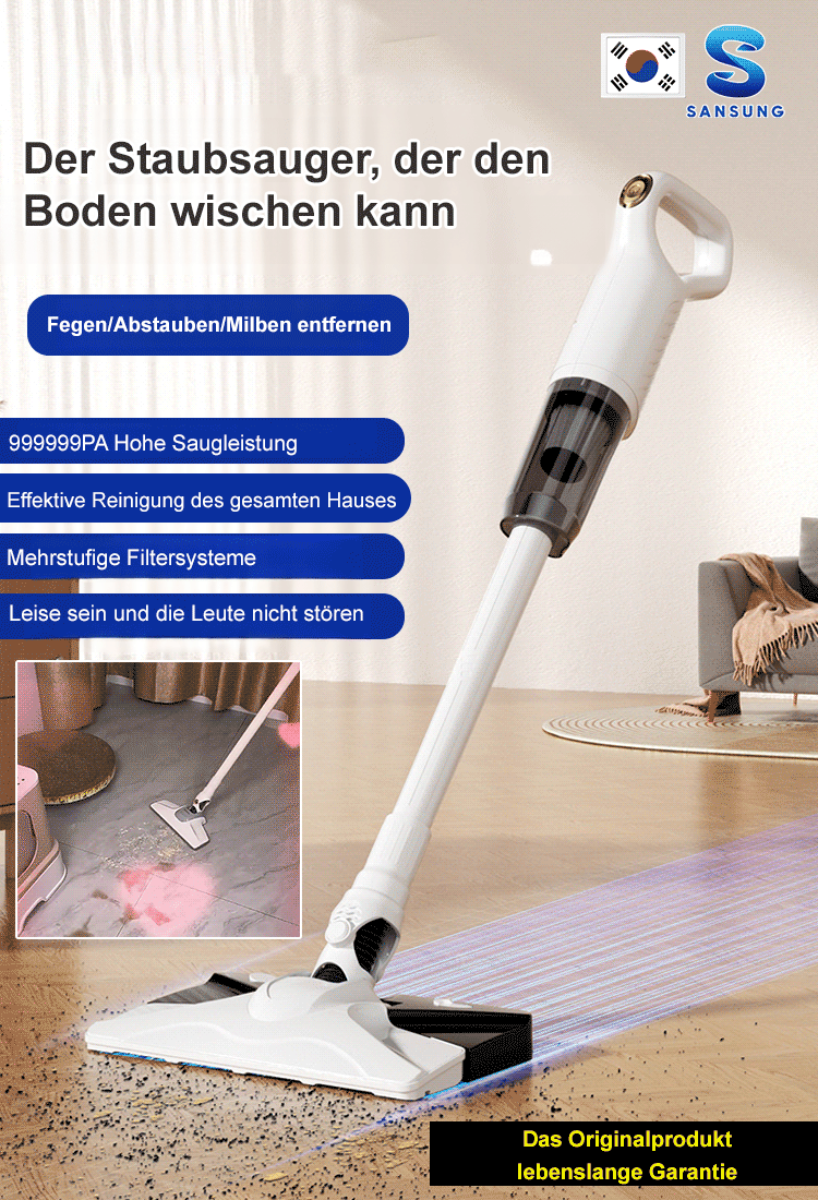 【Kabelloser Saug- und Wischroboter】Starke Saugkraft für Milbenentfernung und Bodenreinigung