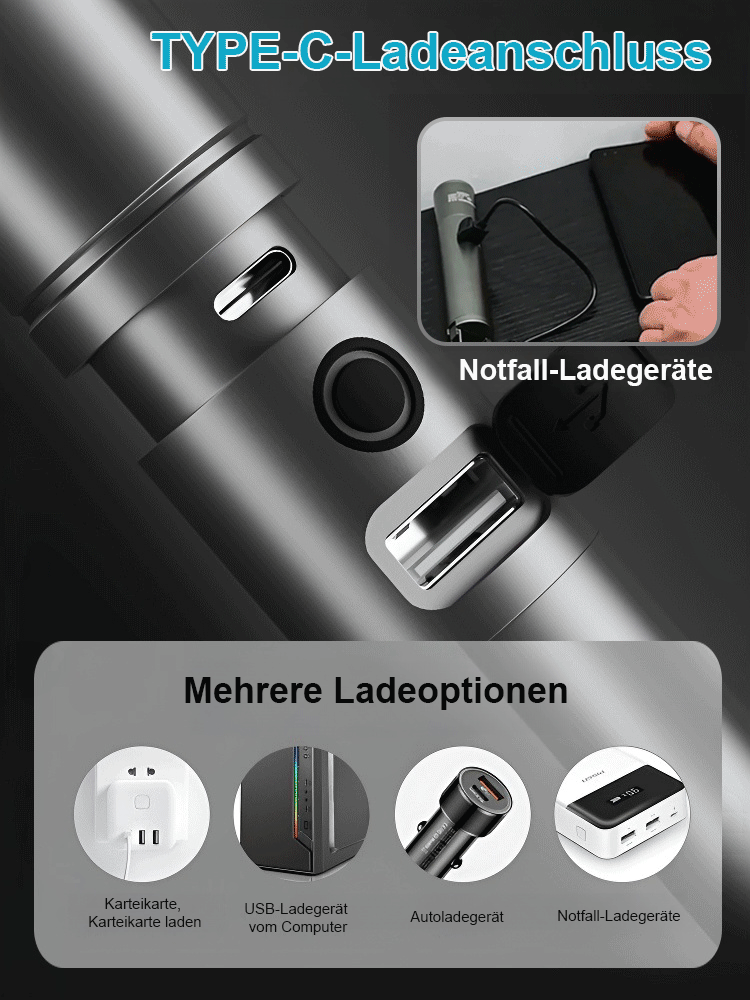 🔦Teleskopische Zoom-Weißlaser-Taschenlampe mit großer Reichweite