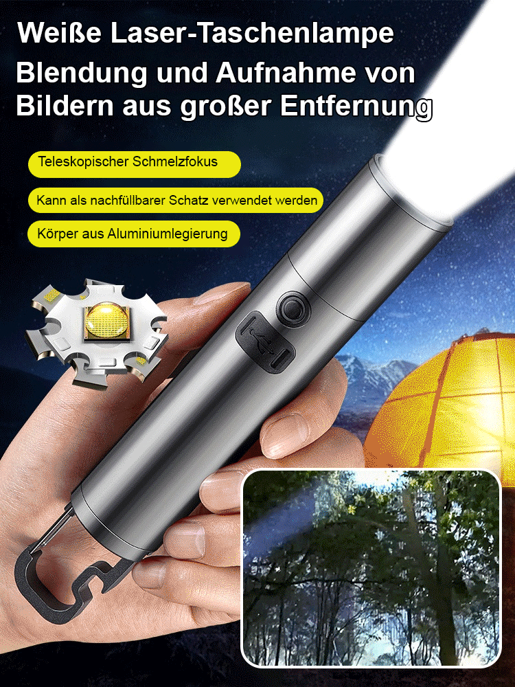 🔦Teleskopische Zoom-Weißlaser-Taschenlampe mit großer Reichweite