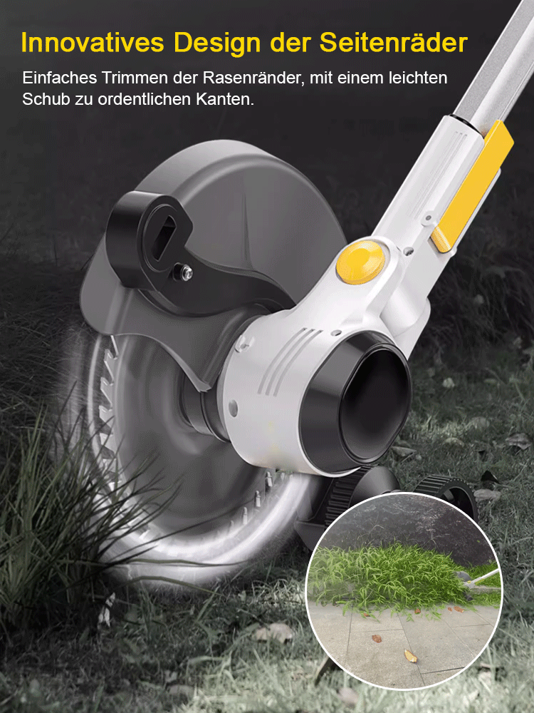 【Höhenverstellbarer Rasenmäher】Mehrzweck-Handrasenmäher mit Akku und Panzerstützrädern