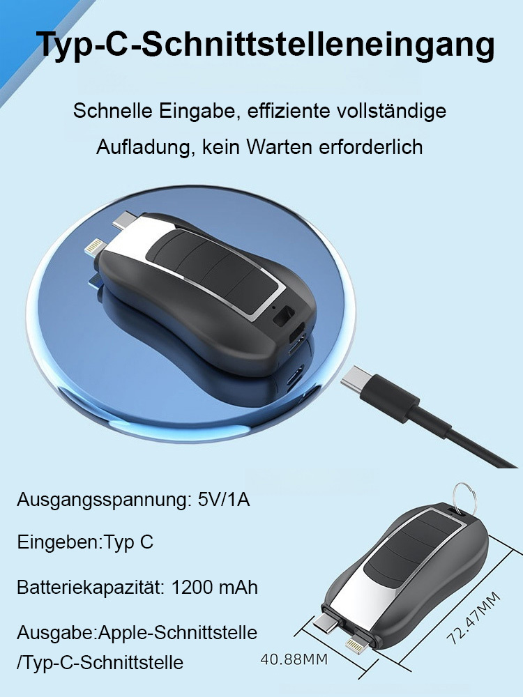 Tragbares Mini-Kompakt-Ladegerät für den Schlüsselbund