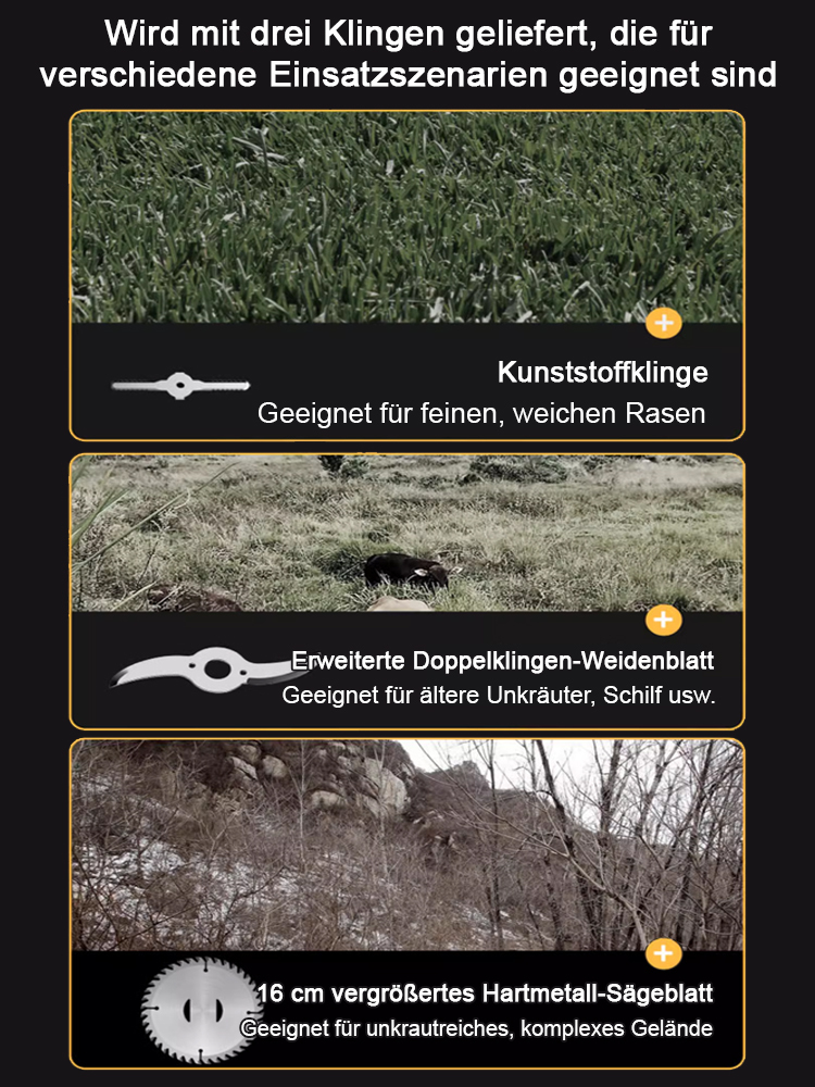 【Höhenverstellbarer Rasenmäher】Mehrzweck-Handrasenmäher mit Akku und Panzerstützrädern