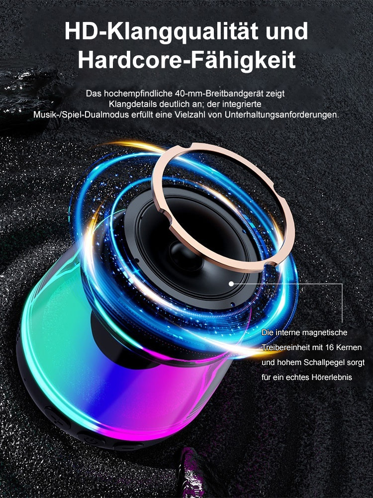 Magnetischer Bluetooth-Lautsprecher mit RGB-Farblicht.