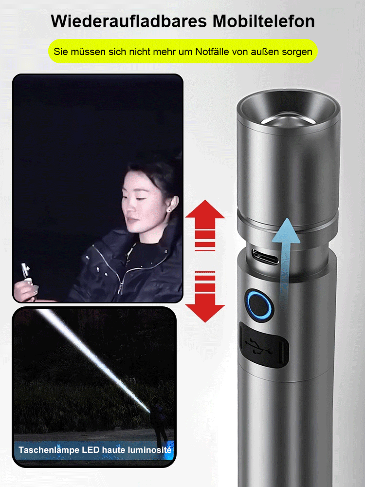 🔦Teleskopische Zoom-Weißlaser-Taschenlampe mit großer Reichweite