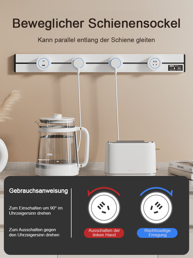【Steckdosen können nach Bedarf hinzugefügt oder entfernt werden】Wandmontierte, ohne Bohren, verschie