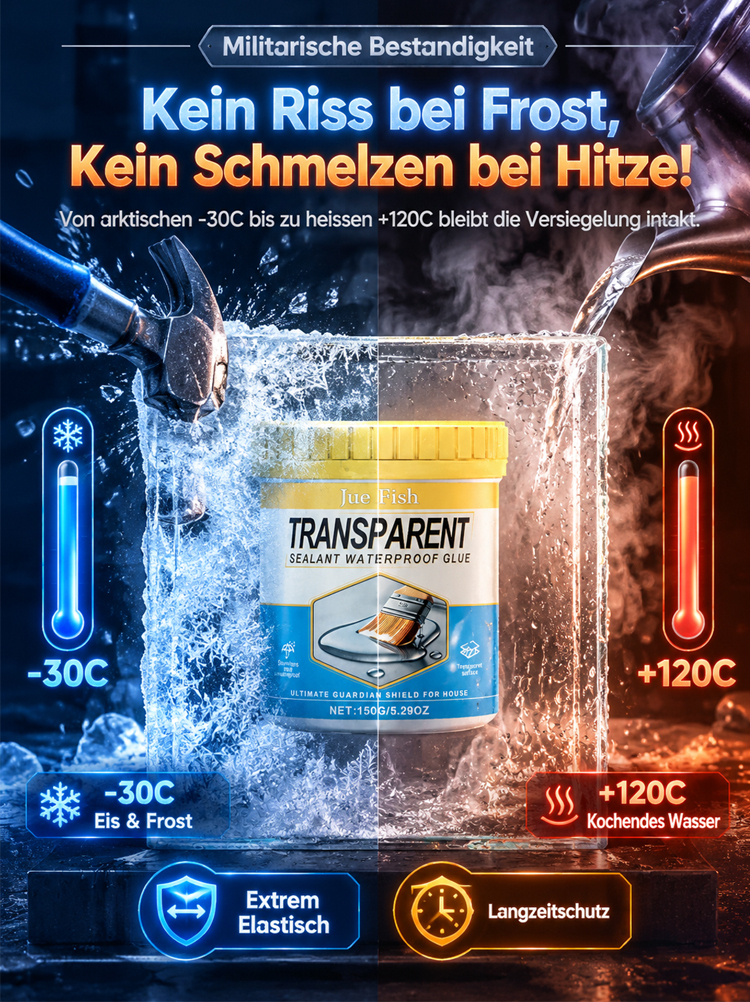 Transparente wasserdichte Versiegelung 🛡️ 30 Jahre Garantie auf Auslaufschutz 🖌️ Einfaches DIY-Auftragen mit dem Pinsel ❄️ Extrem temperaturbeständig 🌱 Ungiftig und sicher