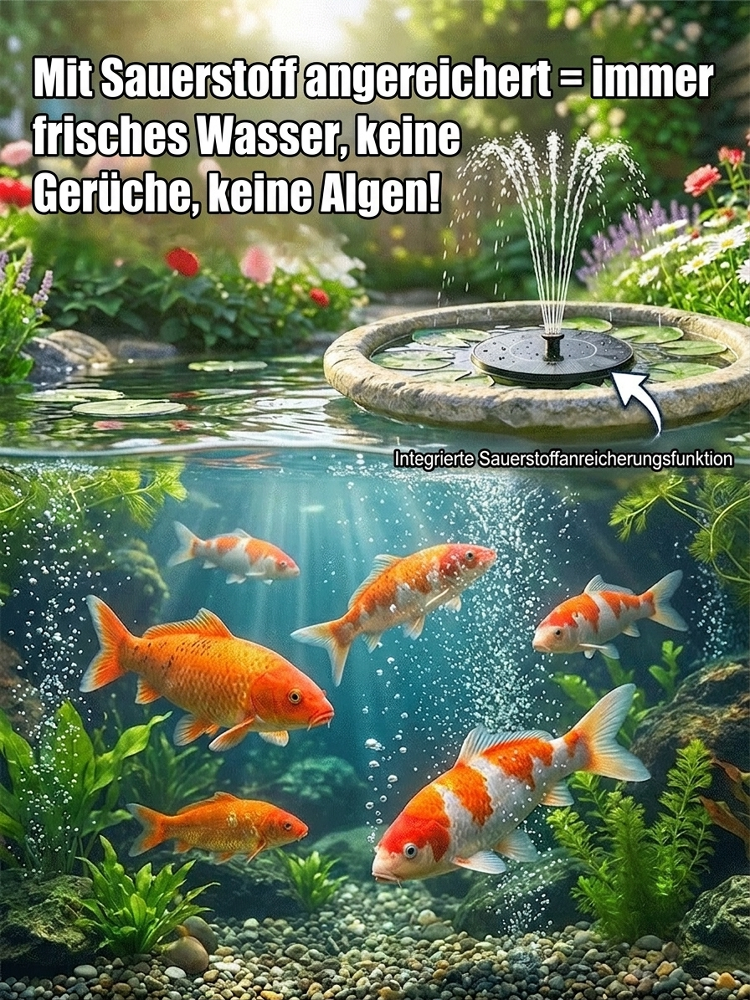Solar Springbrunnen Garten ☀️ 0€ Stromkosten 💧 Sauerstoff-Boost 🛡️ IP68 Wasserdicht ✅ Einfache Installation