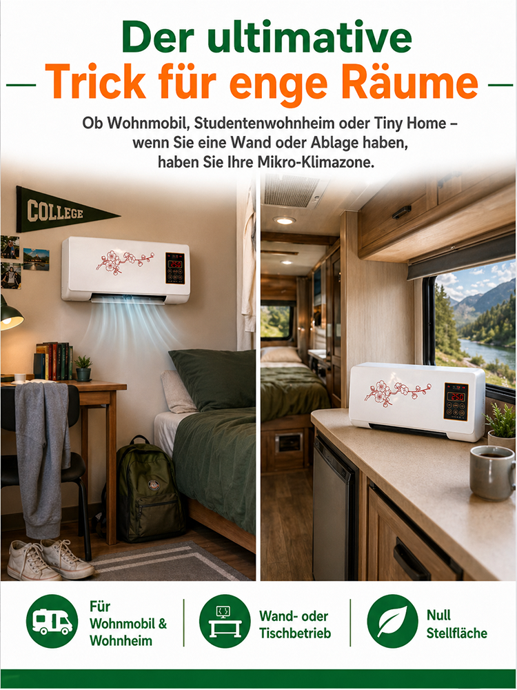 2-in-1 Wand-Klimagerät + Heizung: Ohne Bohren Installiert ❄️ Energieklasse A+++ Effizienz + 230V Plug + Play 🏠 Ideal für Mietwohnungen