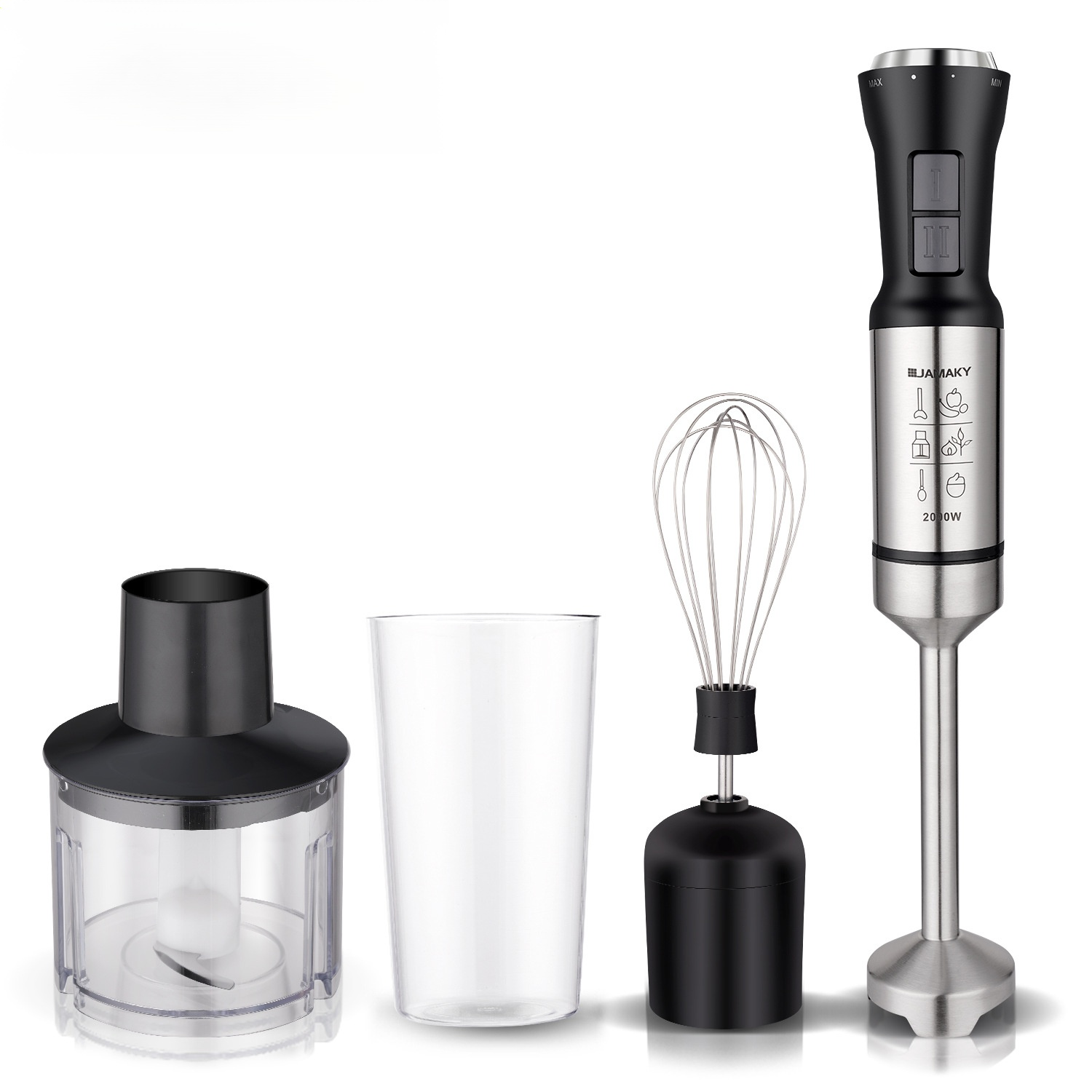 4-in-1-Mixer,Mit Zerkleinerungsschüssel, Homogenisator und Schneebesen-Set Backzusatz Dekathlon.