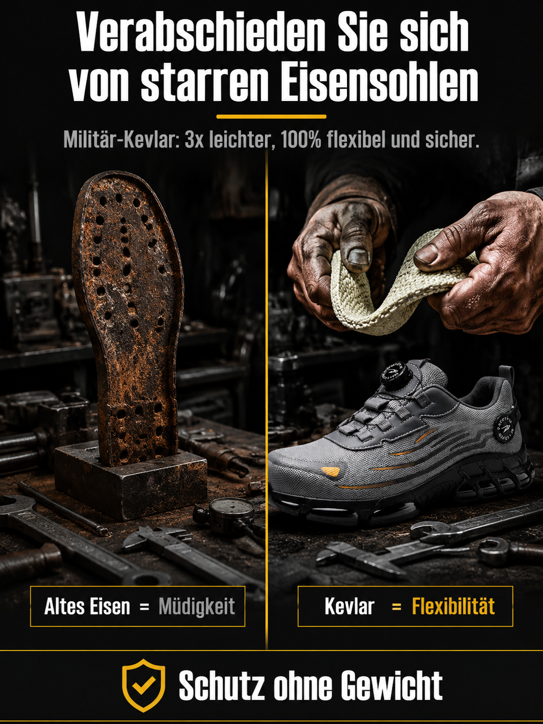 🛠️ Leicht Arbeitsschuhe | Kevlar Durchstichschutz | Atmungsaktiv | Bester Schutz 🛠️