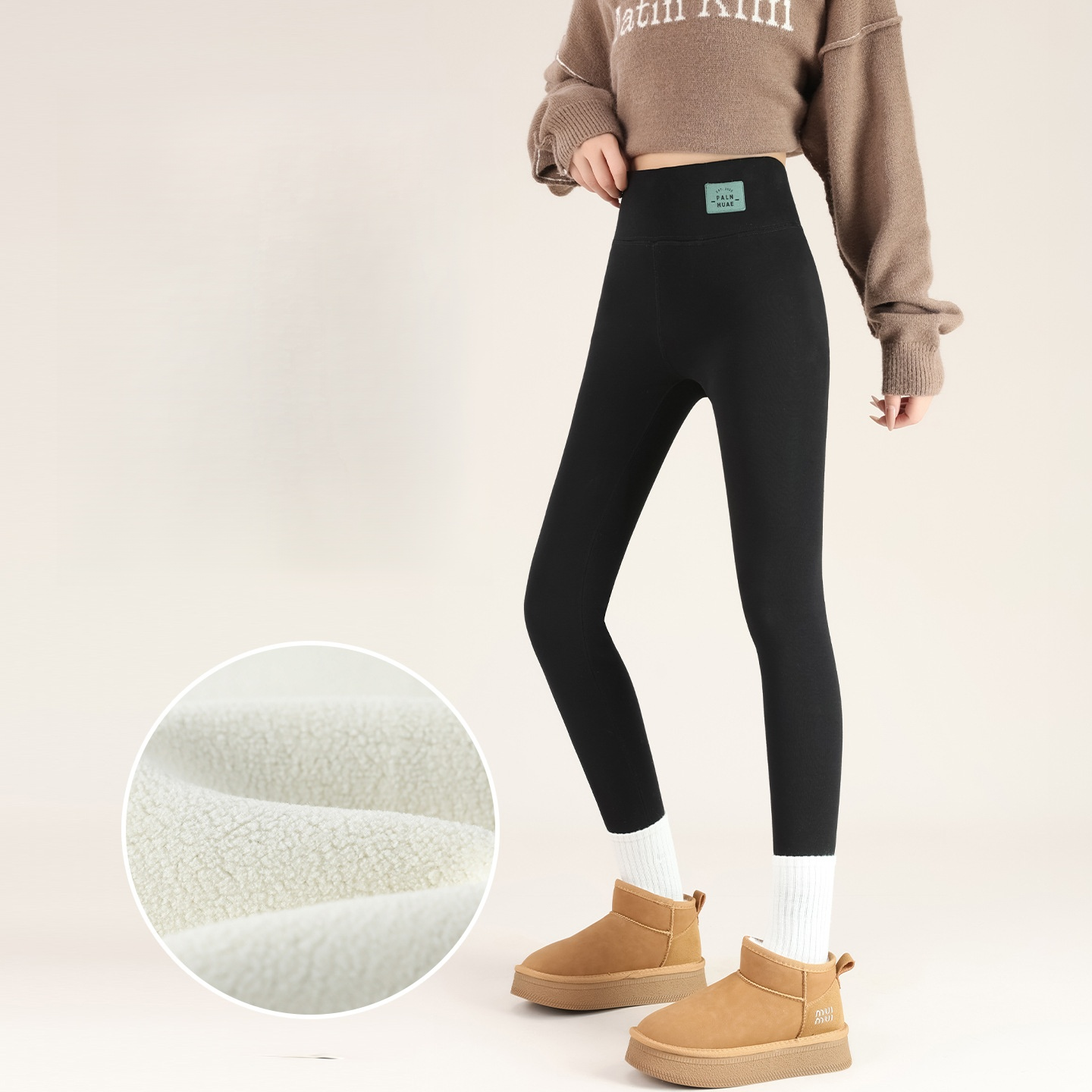 【Ganzjährige Temperaturregelung】Hohe Taille, Bauchkontrolle, kaltenresistente Lammwoll-Leggings.