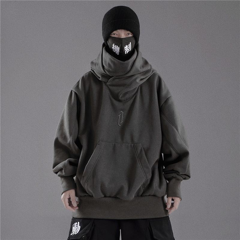 Lose Samtjacke mit hohem Kragen und Kapuze für Paare im Hip-Hop-Stil