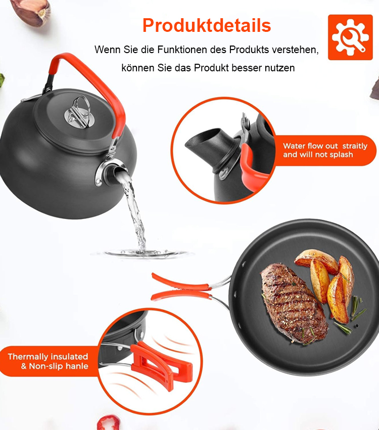 Portable Zusammenklappbares Aluminium-Kochgeschirr-Set