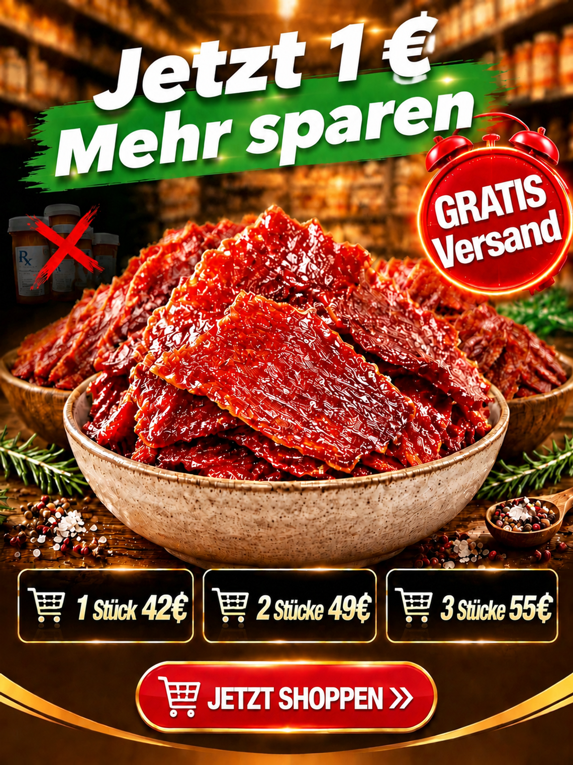 Aus 5 Pfund Rinderfilet wird 1 Pfund Knuspergenuss: EU-kontrollierte Bio-Angus-Beef-Chips in reinster Manufaktur-Qualität