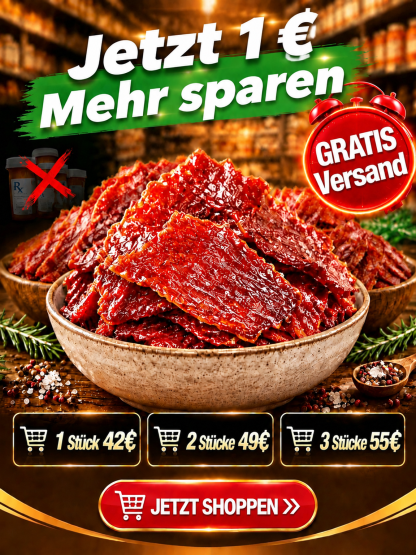 Aus 5 Pfund Rinderfilet wird 1 Pfund Knuspergenuss: EU-kontrollierte Bio-Angus-Beef-Chips in reinster Manufaktur-Qualität