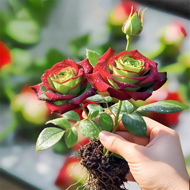 Seltene Rot-Grüne Rose 🌹 30 Tage Blüte ⏳ 200 Tage Pracht ✨ Winterhart ❄️ 1+1 GRATIS 🎁