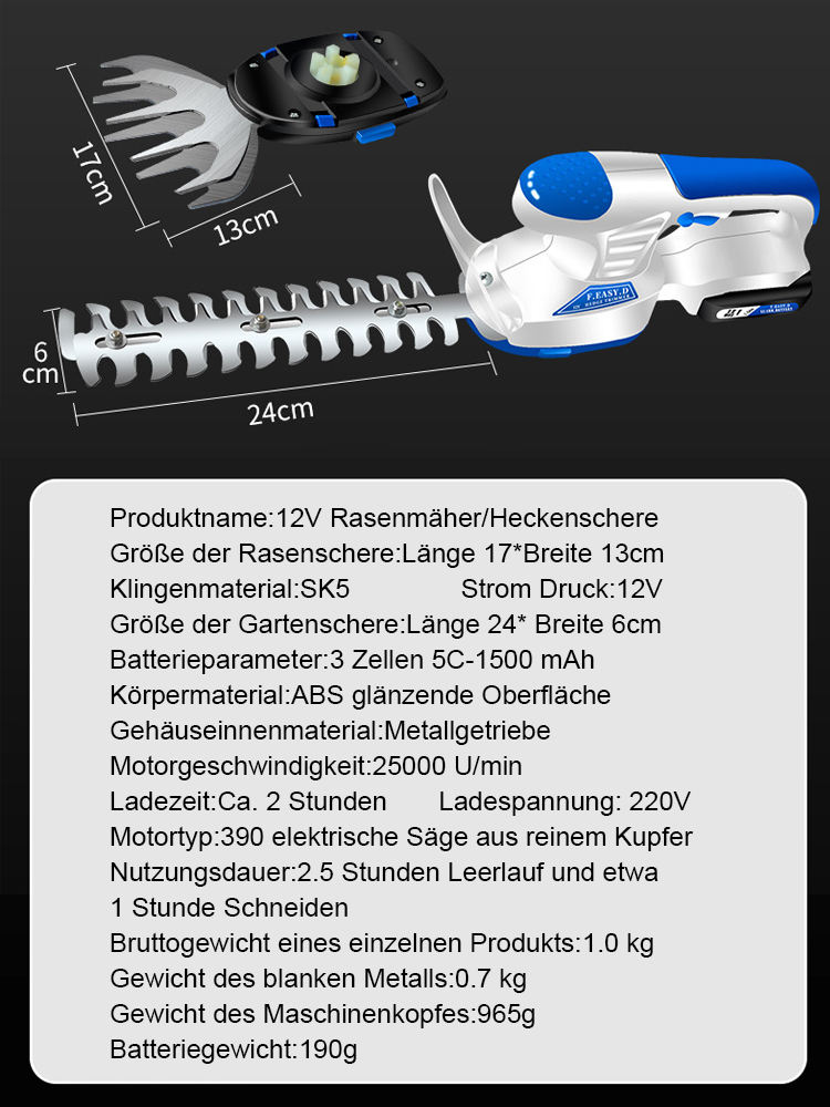 [Sonderangebote außerhalb der Saison] Tragbare, wiederaufladbare elektrische Heckenschere