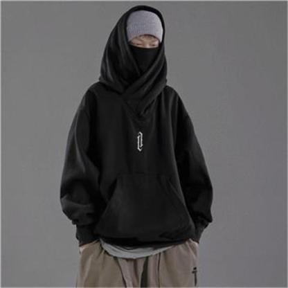 Lose Samtjacke mit hohem Kragen und Kapuze für Paare im Hip-Hop-Stil