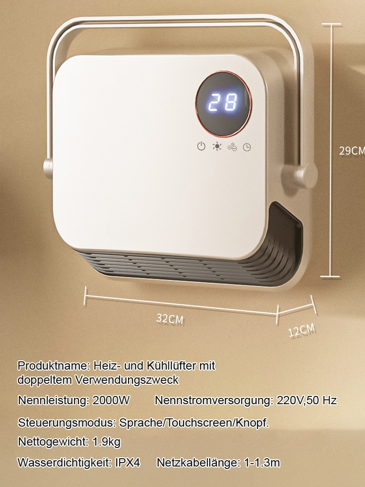  2000W Hochleistung, intelligente Sprachsteuerung, energieeffizientes und schnelles Heizen mit wasserdichtem 🌀🌡️ Warmluftgebläse.