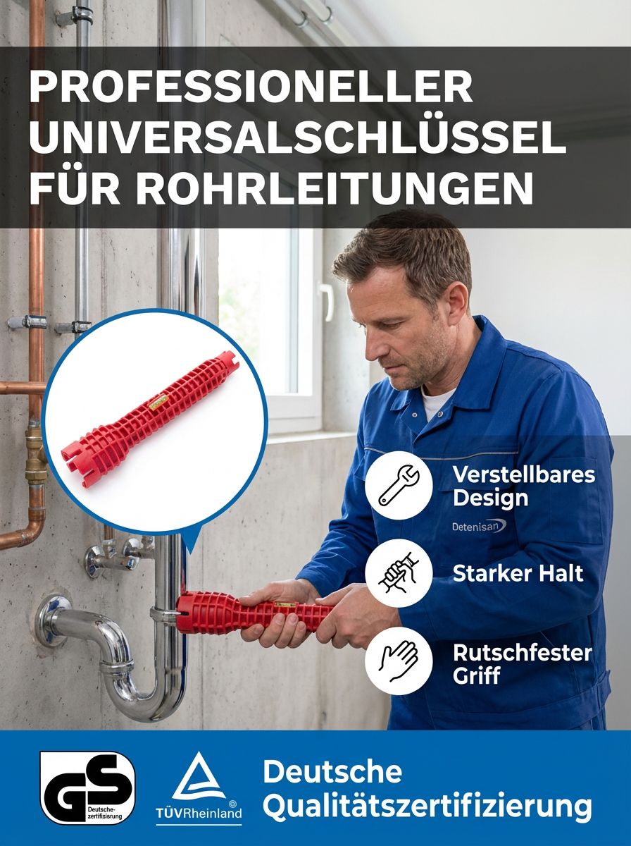 🛠️ 8-in-1 Universal Rohrschlüssel für enge Räume 🚿 Profi-Werkzeug für Bad und Küche 💪 Rostfrei und langlebig 🏠 Spart teure Klempnerkosten