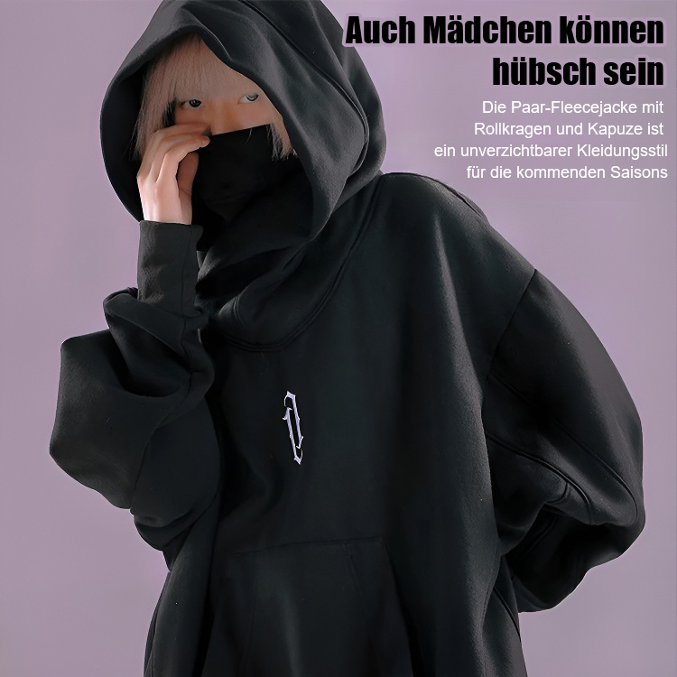 Lose Samtjacke mit hohem Kragen und Kapuze für Paare im Hip-Hop-Stil
