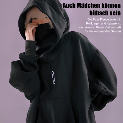 Lose Samtjacke mit hohem Kragen und Kapuze für Paare im Hip-Hop-Stil