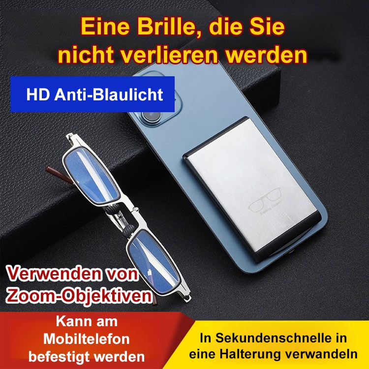 【Keine Sehtest erforderlich】🕶️ Zusammenklappbare, tragbare Brille mit Blaulichtfilter und Zoom-Funktion 📦🔍