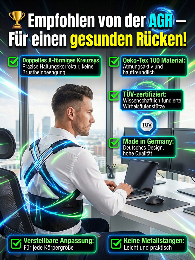 🏆 Haltungskorrektur für gesunden Rücken AGR-empfohlen unsichtbar atmungsaktiv deutsches Design 🌟