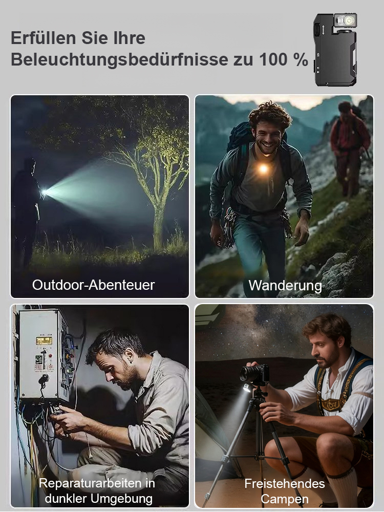 Hardcore-Gadget: ⚙️ Deine EDC-Multifunktions-Taschenlampe aus Metall! IP68 wasserdicht 💧, magnetisch schwenkbar 🧲 und passt in jede Hosentasche. 👖