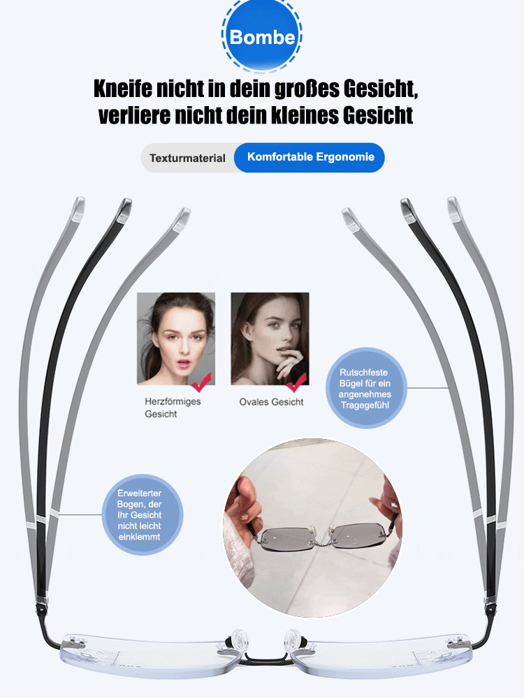Ultraleichte randlose Lesebrille mit Diamantschlifftechnik und Blaulichtfilter! 💎👓🛡️
