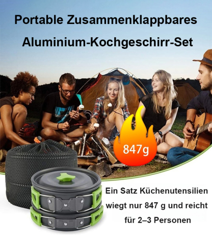 Portable Zusammenklappbares Aluminium-Kochgeschirr-Set