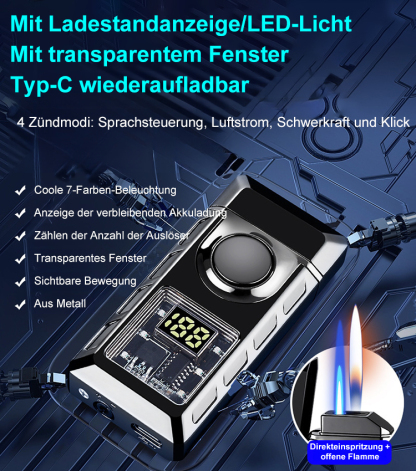 🔥 Sprachgesteuertes Smart-Feuerzeug 🎙️🌪️ – Winddicht & Gasfrei ♻️