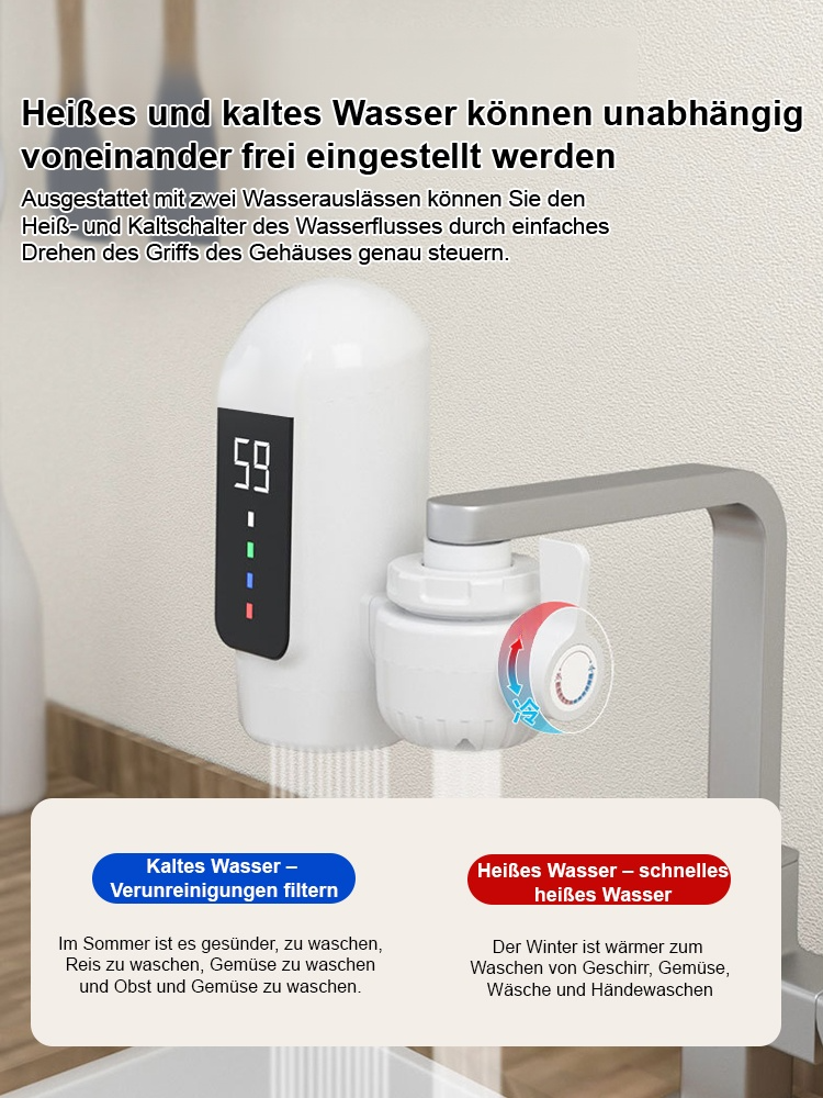 Nur 1 € monatliche Stromrechnung! Sofortheizender, installationsfreier elektrischer Wasserhahn