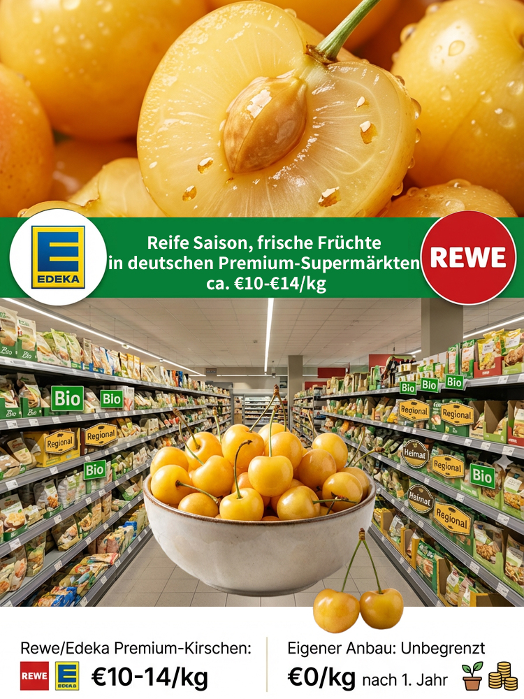 【Ergebnis des Jahres】Verbesserte Sorte, vogelfeste, frühreifende Rainier-Gelb-Kirschbaumsetzlinge