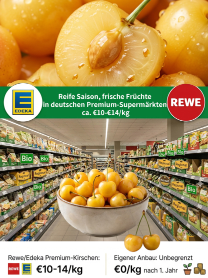 【Ergebnis des Jahres】Verbesserte Sorte, vogelfeste, frühreifende Rainier-Gelb-Kirschbaumsetzlinge