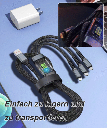 Transparentes Licht-emittierendes superschnelles Lade 3-in-1 Datenkabel