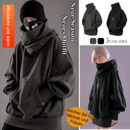 Lose Samtjacke mit hohem Kragen und Kapuze für Paare im Hip-Hop-Stil