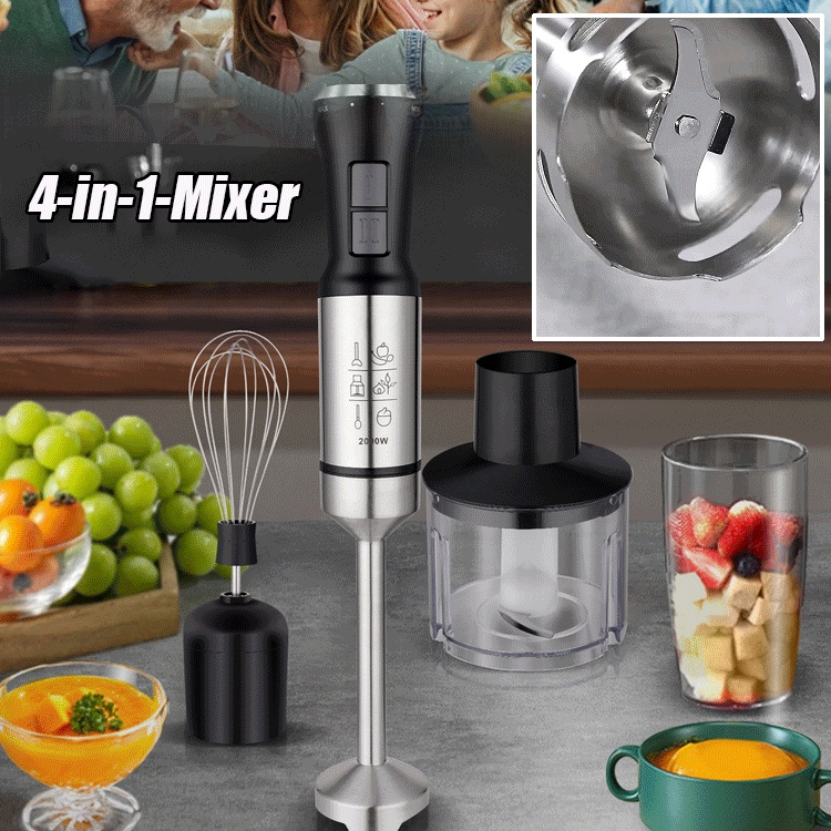 4-in-1-Mixer,Mit Zerkleinerungsschüssel, Homogenisator und Schneebesen-Set Backzusatz Dekathlon.