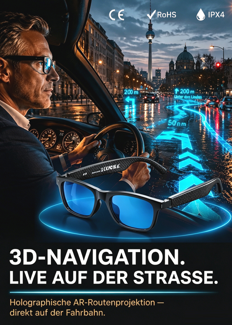 🕶️ AI Smart Glasses: Autofokus + Echtzeit-Übersetzung + 3D AR Navigation + Blaulicht-Schutz 🚀