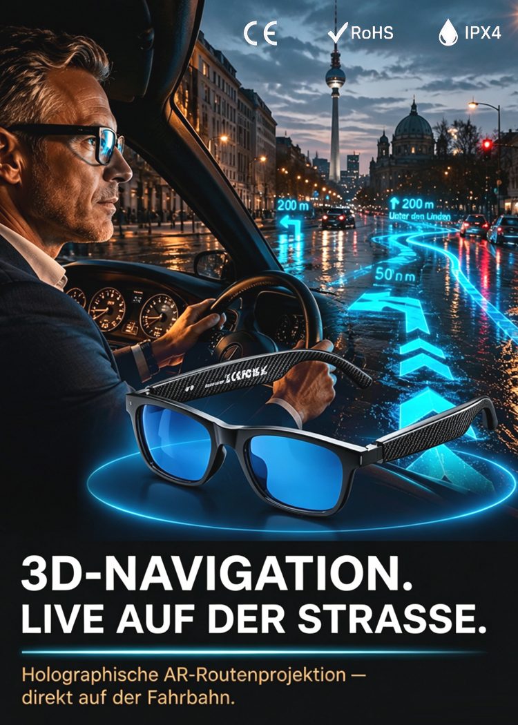 🕶️ AI Smart Glasses: Autofokus + Echtzeit-Übersetzung + 3D AR Navigation + Blaulicht-Schutz 🚀