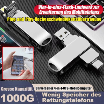Vier-in-eins-Mobiltelefonerweiterungs-U-Disk 📱🔗💾 mit großer Kapazität 💪.