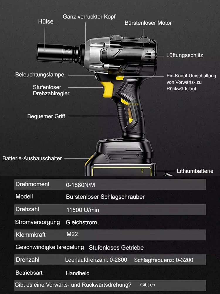 Lithium-Schlagschrauber mit hohem Drehmoment