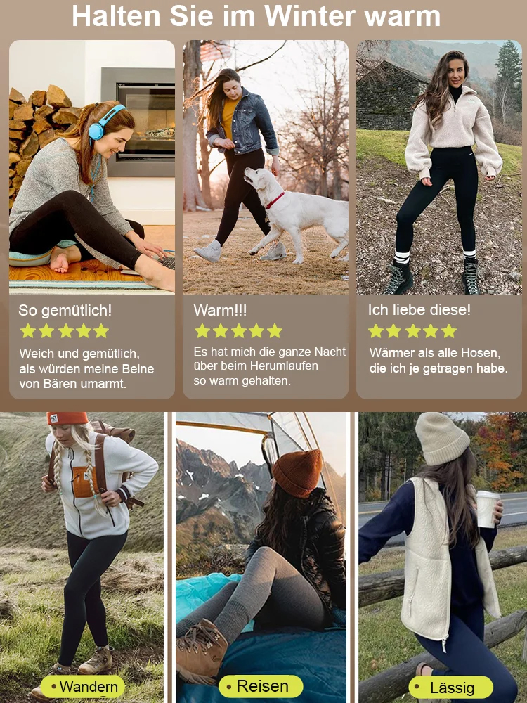 【Ganzjährige Temperaturregelung】Hohe Taille, Bauchkontrolle, kaltenresistente Lammwoll-Leggings.
